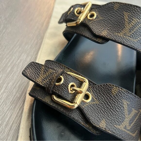 LOUIS VUITTON Bom Dia Flat Comfort Mule Sandal Size 38.5 - Picture 9 of 16